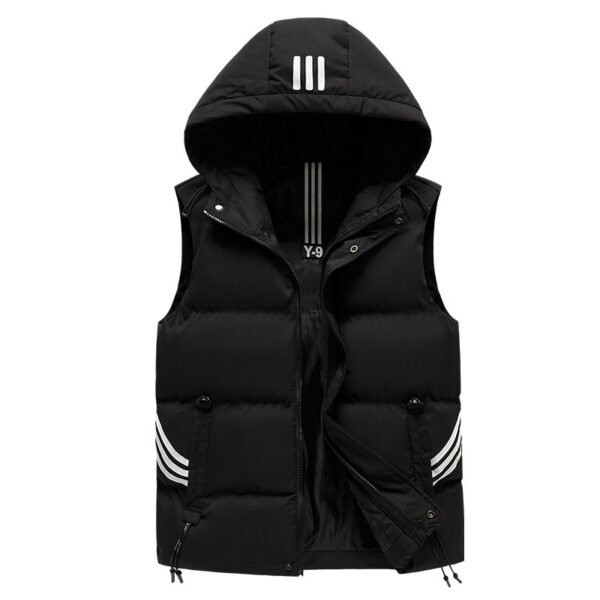 Men's Coat Hooded Thickened Warm Waistcoat Cotton Vest - Image 5