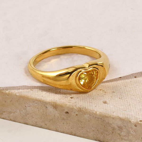 Design Heart-shaped Inlaid Zircon Titanium Steel Ring For Women - Image 10