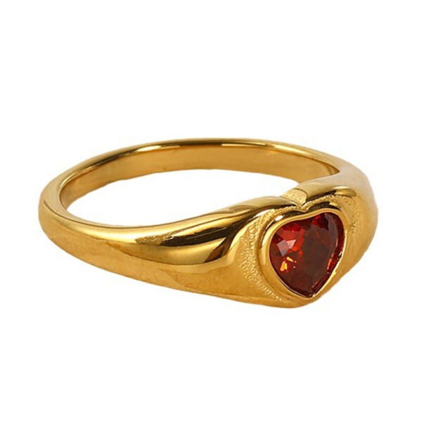 Design Heart-shaped Inlaid Zircon Titanium Steel Ring For Women - Image 5
