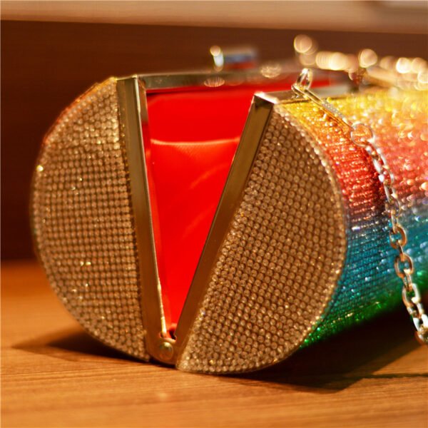 Rainbow Gradient Diamond Luxury Women Party Clutch Bag Purses and Handbags Evening Bag Ladies Shoulder Chain Bag Banquet Bag - Image 4