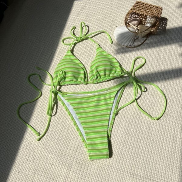 Women's Fashion Striped Split Swimsuit Bikini - Image 6