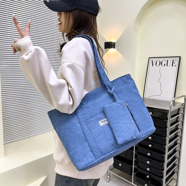 Large-capacity Corduroy Shoulder Bag With Small Woman Purses Composite Bag Solid Color Handbags For Women Winter And Spring - Image 6