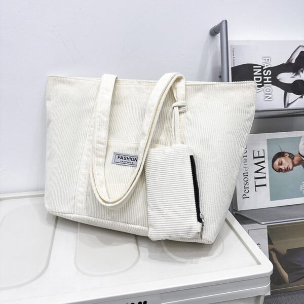 Large-capacity Corduroy Shoulder Bag With Small Woman Purses Composite Bag Solid Color Handbags For Women Winter And Spring - Image 9