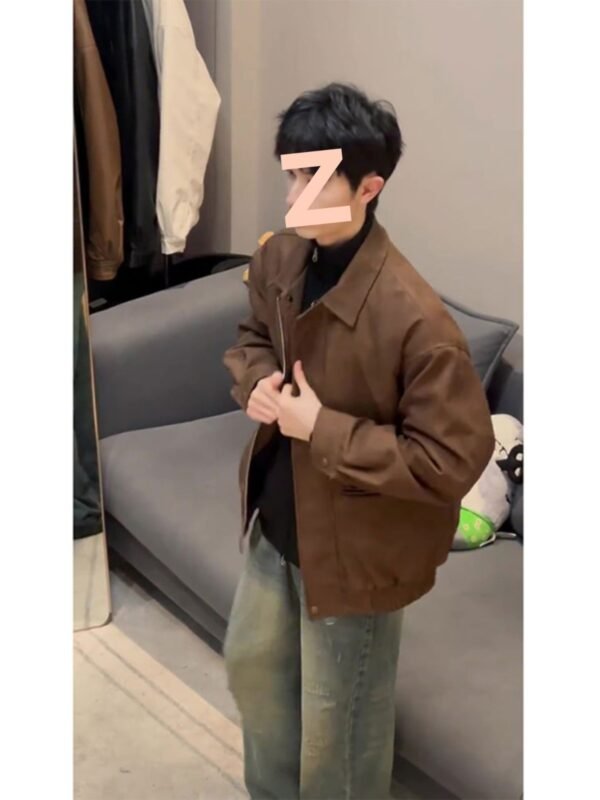 Maillard Short Pu Leather Coat Men - Image 4