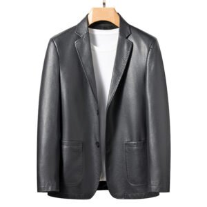 Spring Business Casual Men's Leather Coat - Image 4
