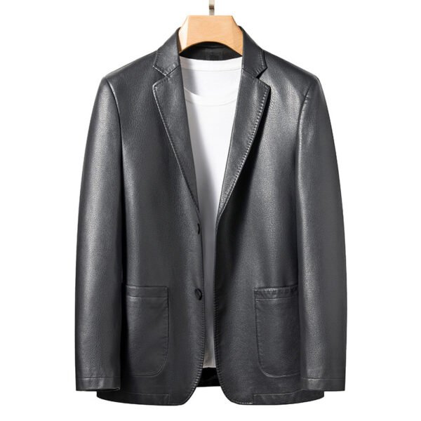 Spring Business Casual Men's Leather Coat - Image 4