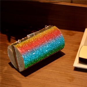 Rainbow Gradient Diamond Luxury Women Party Clutch Bag Purses and Handbags Evening Bag Ladies Shoulder Chain Bag Banquet Bag - Image 10