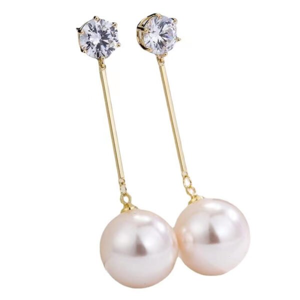 Sterling Silver Needle Pearl Earrings Exaggerated And Personalized - Image 3