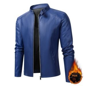 Men's Slim Casual Leather Jacket Motorcycle Jacket - Image 9