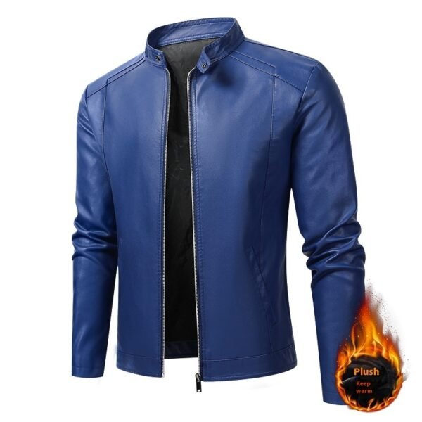 Men's Slim Casual Leather Jacket Motorcycle Jacket - Image 9