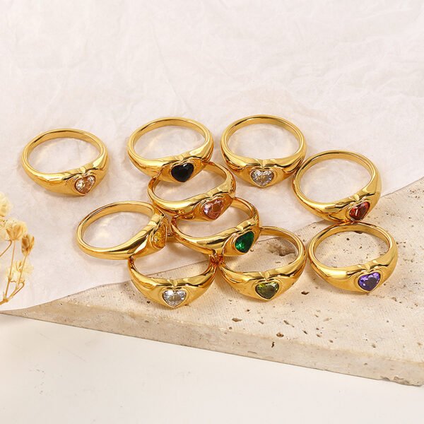 Design Heart-shaped Inlaid Zircon Titanium Steel Ring For Women