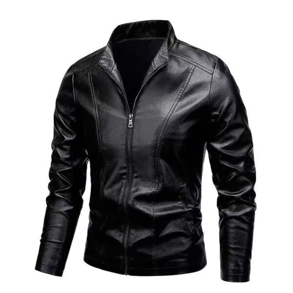 Men's Slim Fit Trendy Handsome Leather Jacket Coat - Image 6