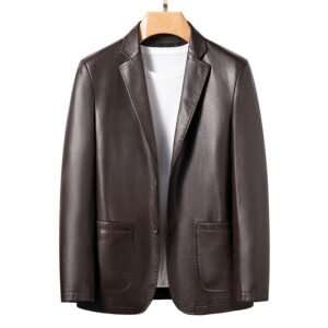 Spring Business Casual Men's Leather Coat - Image 7