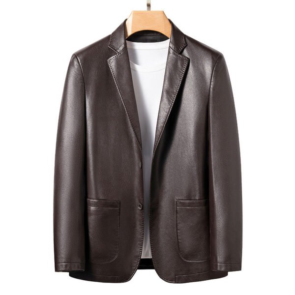 Spring Business Casual Men's Leather Coat - Image 7