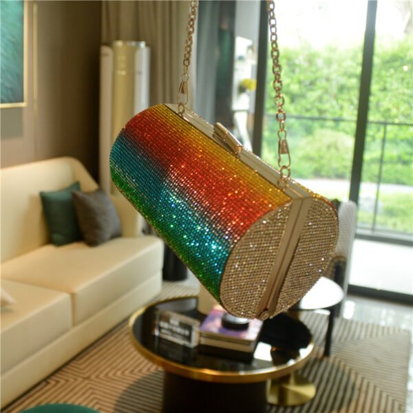 Rainbow Gradient Diamond Luxury Women Party Clutch Bag Purses and Handbags Evening Bag Ladies Shoulder Chain Bag Banquet Bag - Image 9