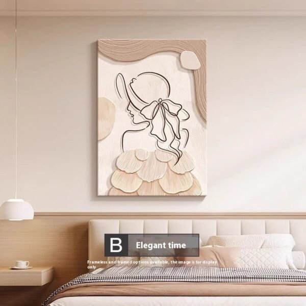 Decorative Painting Cream Style Abstract Line Character Mural - Image 3