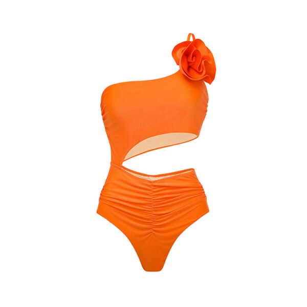 Oblique Shoulder Flower One-piece Swimsuit Suit Skirt Women's Swimsuit - Image 7