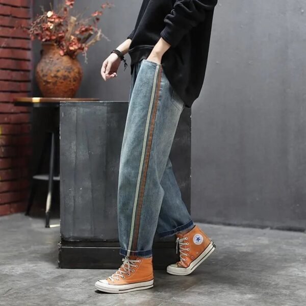 Artsy Side Striped Patchwork Jeans - Image 4