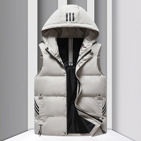 Men's Coat Hooded Thickened Warm Waistcoat Cotton Vest - Image 7