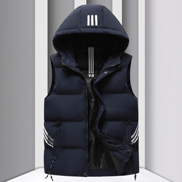 Men's Coat Hooded Thickened Warm Waistcoat Cotton Vest - Image 9