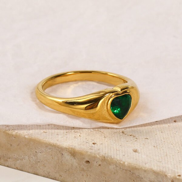 Design Heart-shaped Inlaid Zircon Titanium Steel Ring For Women - Image 9