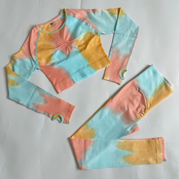 Seamless Knitted Tie-dye Gradient Quick-drying Sports Gym Suit - Image 4