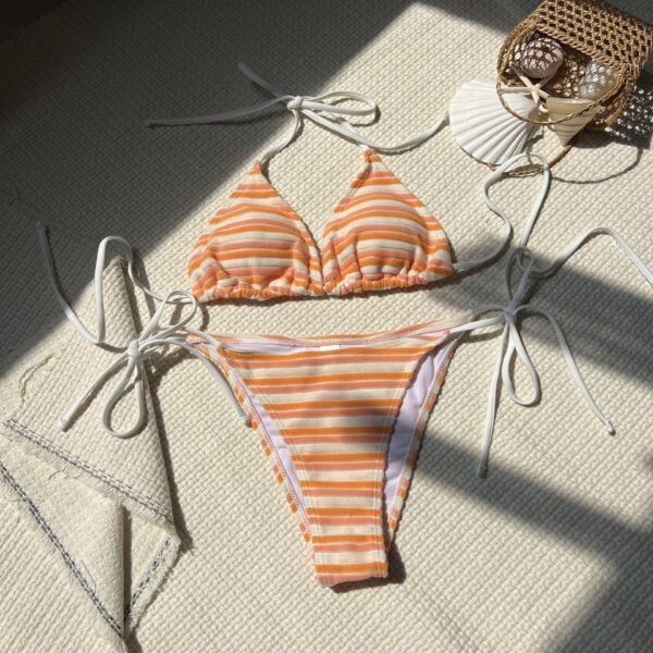 Women's Fashion Striped Split Swimsuit Bikini - Image 5