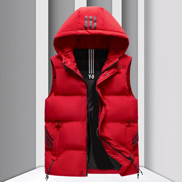 Men's Coat Hooded Thickened Warm Waistcoat Cotton Vest - Image 8