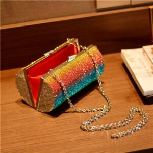 Rainbow Gradient Diamond Luxury Women Party Clutch Bag Purses and Handbags Evening Bag Ladies Shoulder Chain Bag Banquet Bag - Image 5