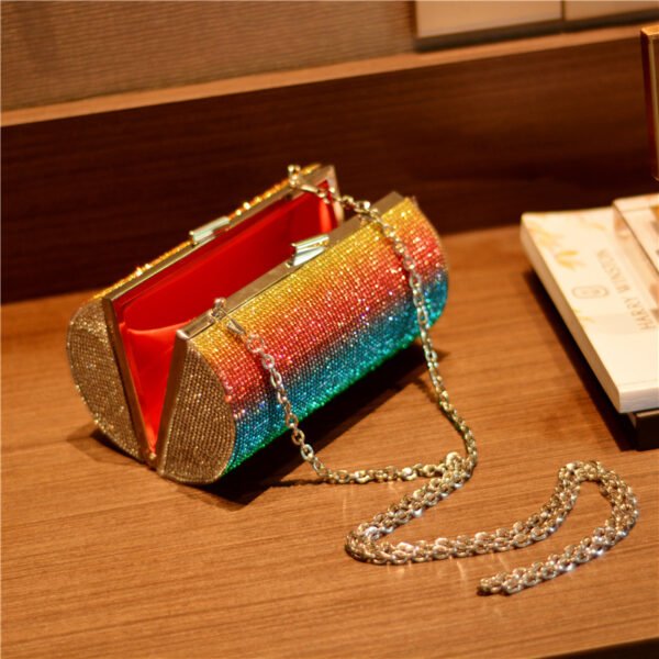 Rainbow Gradient Diamond Luxury Women Party Clutch Bag Purses and Handbags Evening Bag Ladies Shoulder Chain Bag Banquet Bag - Image 5
