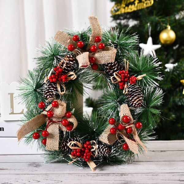 Handmade Simulation Of Christmas Wreath Hanging On The Door - Image 4