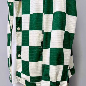 Retro Contrast Color Green Plaid Lapel Jacket Men - Image 2