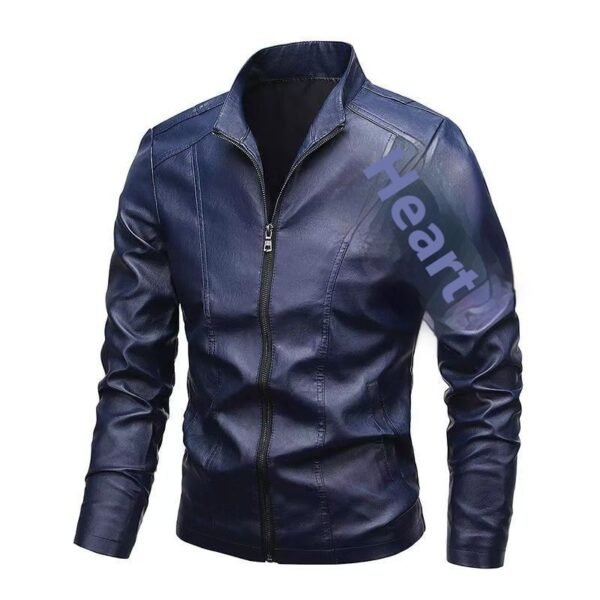 Men's Slim Fit Trendy Handsome Leather Jacket Coat - Image 8