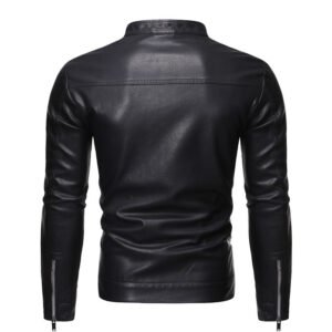 Men's Slim Casual Leather Jacket Motorcycle Jacket - Image 5