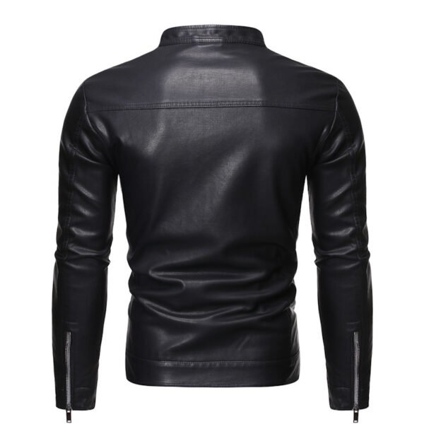 Men's Slim Casual Leather Jacket Motorcycle Jacket - Image 5
