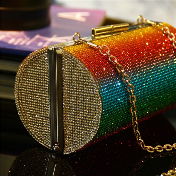 Rainbow Gradient Diamond Luxury Women Party Clutch Bag Purses and Handbags Evening Bag Ladies Shoulder Chain Bag Banquet Bag - Image 2