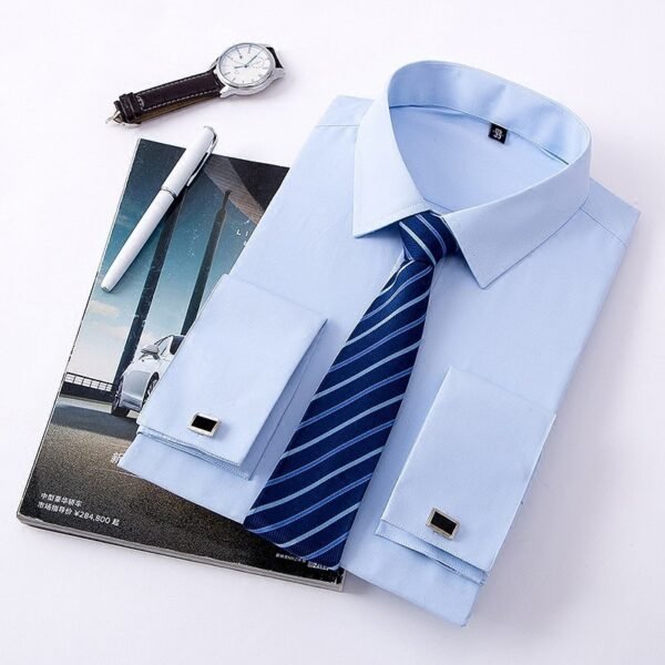 Men's Long Sleeve Non-ironing Slim Fit White Shirt - Image 3