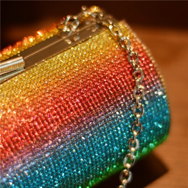 Rainbow Gradient Diamond Luxury Women Party Clutch Bag Purses and Handbags Evening Bag Ladies Shoulder Chain Bag Banquet Bag - Image 6