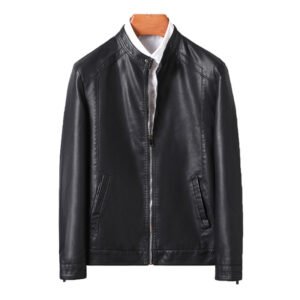 Men's Slim Casual Leather Jacket Motorcycle Jacket - Image 6