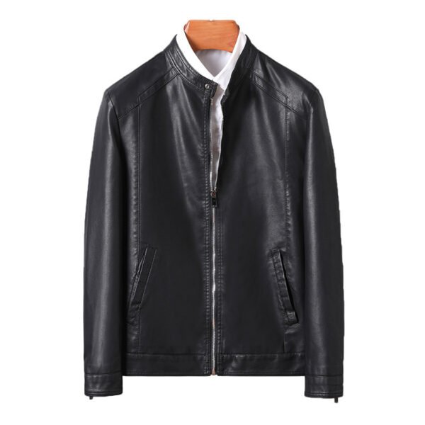 Men's Slim Casual Leather Jacket Motorcycle Jacket - Image 6