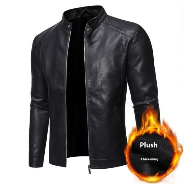 Men's Slim Casual Leather Jacket Motorcycle Jacket - Image 7