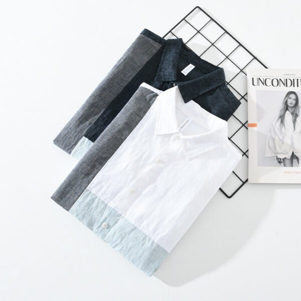 Stitching Contrast Color Long Sleeves Shirt Men - Image 2