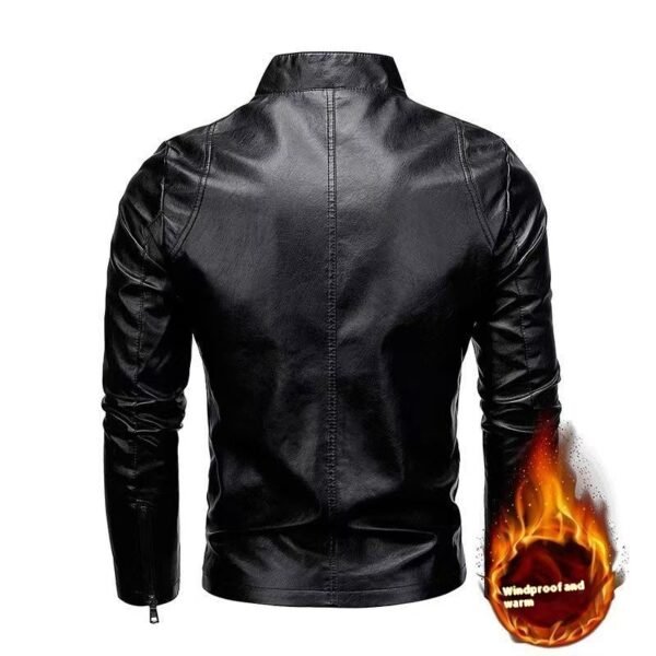Men's Slim Fit Trendy Handsome Leather Jacket Coat - Image 4