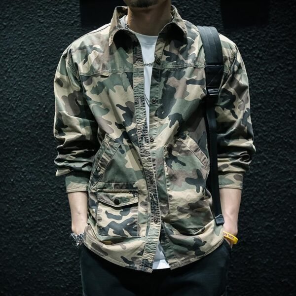 Camouflage Long Sleeve Tooling Shirt Jacket Men - Image 6