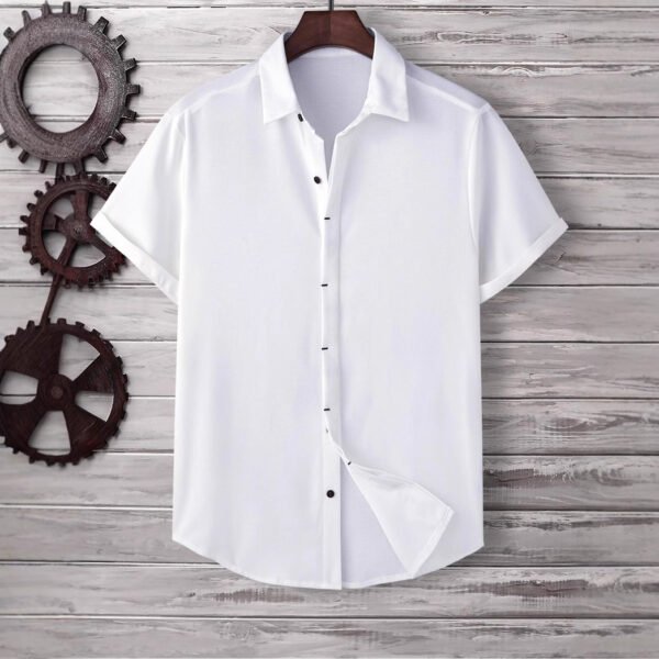 Men's Short Sleeve Loose Solid Color Shirt - Image 3