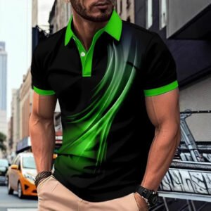 Men's Printed Color Short-sleeved Lapel Shirt - Image 4