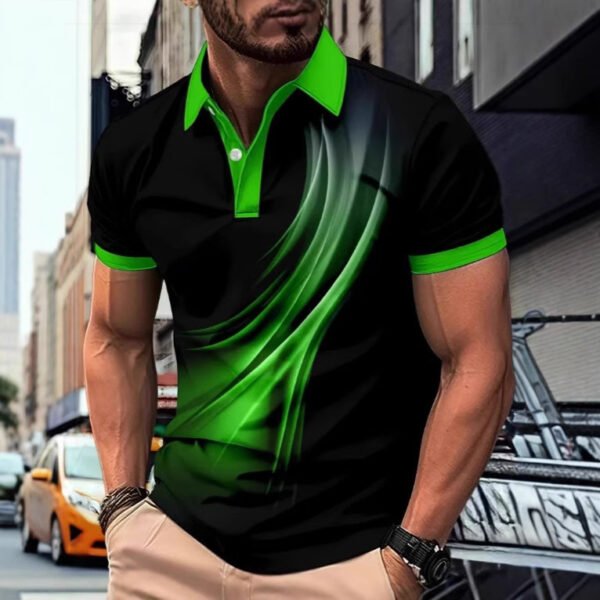 Men's Printed Color Short-sleeved Lapel Shirt - Image 4