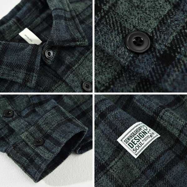 Men's Retro Plaid Long Sleeve Casual Shirt - Image 4