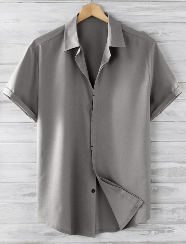 Men's Short Sleeve Loose Solid Color Shirt - Image 9