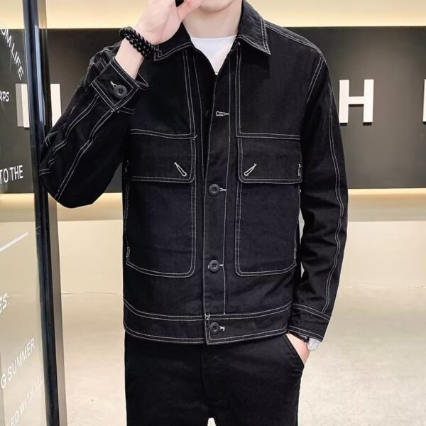 Workwear Loose Trendy Denim Men's Jacket - Image 6